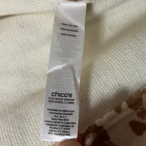 Chico's Cardigan Sweater Cream Tan Leopard Animal Print Lace Trim Casual 2/L thumbnail 6