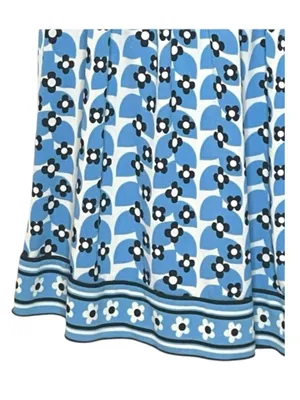 Max Studio ✿ Daisy Print Smocked Ruffled Babydoll Peasant Top ✿ Baby Blue ✿ M thumbnail 11