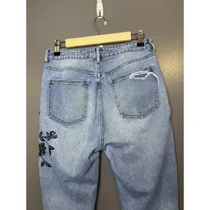 PacSun Mom Jeans Womens 29 Light Wash Hi Rise Embroidered Floral Denim thumbnail 7