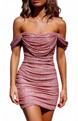 Hello Molly Mini Dress Pink Sparkly thumbnail 1