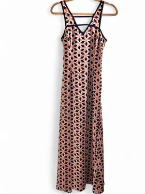 Altar'd State Orange & Navy Geometric Print Sleeveless Maxi Dress thumbnail 4