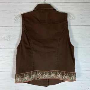 Vintage Susan Bristol Women’s Brown Corduroy Vest&pants set Floral Embroidery M thumbnail 8