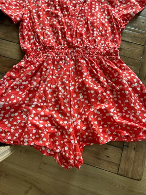 Anthropologie Somerset Linen Edition Red Romper L thumbnail 10