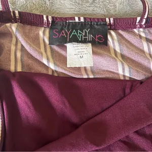 Say Anything Burgundy Striped Jumpsuit | Boho Minimal | Made in USA | M thumbnail 2