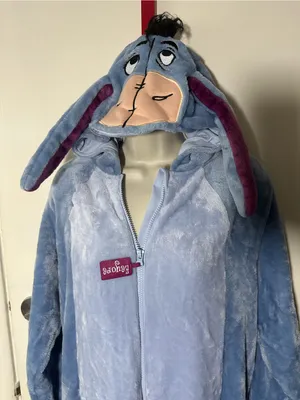 Disney Eeyore Plush Hooded Onesie - Light Blue and Slate Blue thumbnail 4