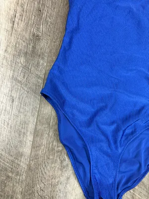 Aerie Blue Ribbed One Piece Swimsuit thumbnail 2