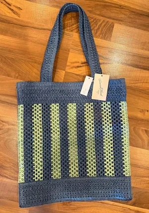 Universal Threads woven blue & green‎ open tote bag boho festival NWT thumbnail 1