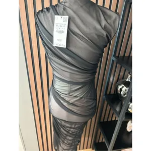 ZARA NWT MIXED TULLE DRESS SIZE MEDIUM LONG DRESS black sexy dress thumbnail 5