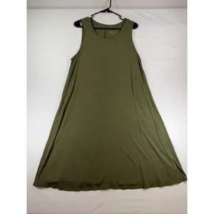 Ava & Viv Olive Green Sleeveless Swing Dress Plus Size 1X Tank Knit Scoop Neck thumbnail 3