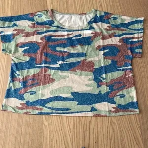🆕Crop Top And Drawstring Shorts Camo Print Set M🆕 Green Size M thumbnail 6