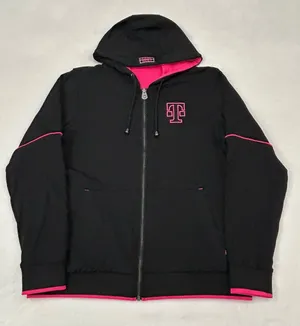 T-Mobile Black & Pink Full Zip Up Reversible Hoodie Sweatshirt Women’s Size L thumbnail 1