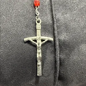 Vtg red rosary Pope John Paul II canonization Jesus Immaculate Conception red thumbnail 2