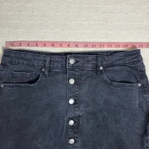 Old Navy Vintage High-Waisted Button-Front‎ Black Jean Mini Skirt Size 12 thumbnail 3