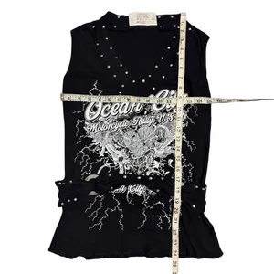 Y2K Studded Biker Graphic Tank Ocean City Motorcycle Rally Top Medium Bikercore thumbnail 4
