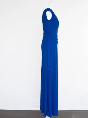 Betsy & Adam - Draped V-Neck Side Slit Gown‎ thumbnail 5