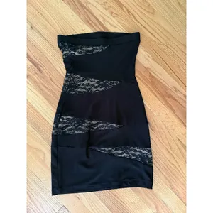 B Smart Vintage‎ Y2K Black and Tan Lace Mini Dress 7/8 Small Indie Sleeze Boho thumbnail 3