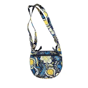 Vera Bradley Retired Ellie Blue & Yellow Floral Paisley Round Crossbody Purse thumbnail 3