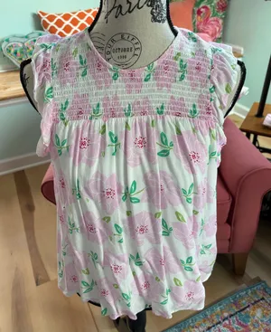 Pink Floral Draper James Top thumbnail 1