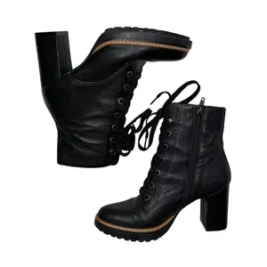 Naturalizer Callie Black Leather Lace Up Block Heel Boots 6.5 thumbnail 3
