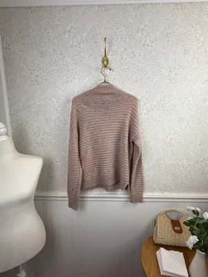 Madewell Oversized Pink Belmont Donegal Wool Blend Mock Sweater - Size - Small thumbnail 6