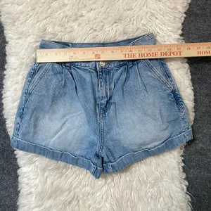 American Eagle Blue Mom Short Double Button Denim Jean Shorts Boho Chic Summer thumbnail 3