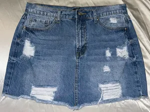 Forever 21 Ripped Jean Skirt thumbnail 1