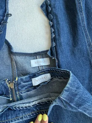 Meshki Dark Blue Denim Skirt Set thumbnail 3