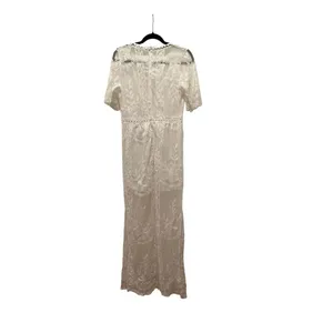 Eleter White Lace V-Neck Maxi Romper Dress Women's Boho Party Outfit Small thumbnail 6