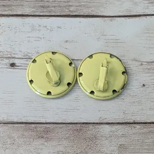 Vintage Clip On Earrings Retro Yellow/Green Circle 1" thumbnail 5