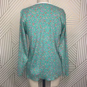 Anthropologie Roberta Roller Rabbit Blooms Pajama Top Tee Henley Floral Green Size US Small‎ thumbnail 8