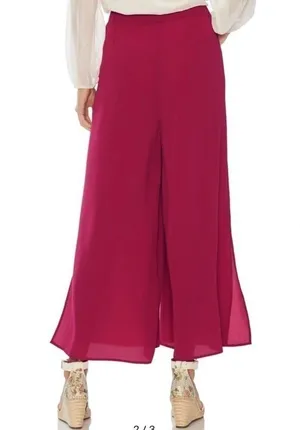 Vince Camuto pants Lagenlook flowy beach wide leg hot pink business office Sz M‍ thumbnail 3