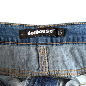 Dollhouse Denim‎ Mini Skirt with Plaid Inserts Frayed Hem Women's Size 15 thumbnail 4