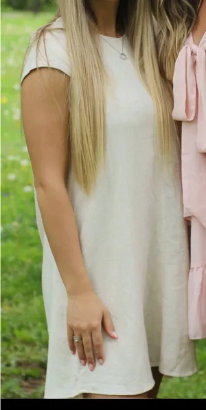 Cream Linen Dress Tan thumbnail 2