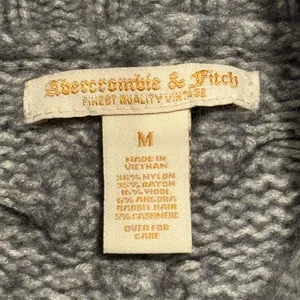 Abercrombie Sweater Wool Angora Cable Knit Turtleneck Y2K Preppy Gray Medium thumbnail 3