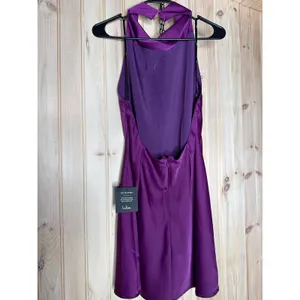 NWT Lulus Gorgeous Endeavor Purple Satin Halter Mini Slip Dress Party Backless M thumbnail 6