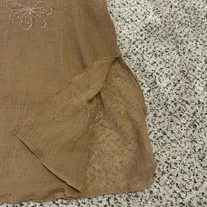 Elegant Tan Embroidered Tank Top Brown Size M thumbnail 4