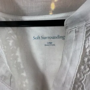 Soft Surroundings Embroidered Top & Tank Large Crochet White Summer Romantic‎ thumbnail 3