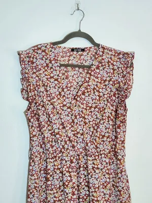 BTFBM Rose Pink Floral High Low Midi Dress Size XL Wedding Guest Dress thumbnail 3