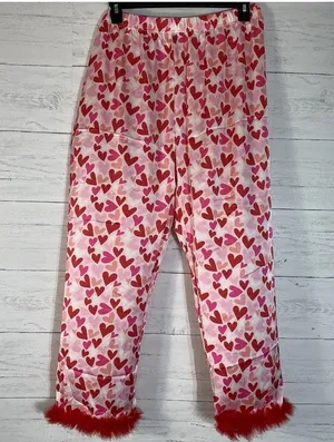 Simply Southern Red and Pink Heart Satin Pajamas size XL thumbnail 4
