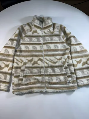 The North Face Cream & Tan Patterned Teddy Zip Jacket thumbnail 2