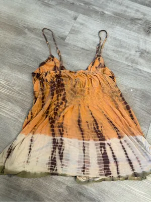 MY CHOICE Y2K Babydoll Orange & Brown Tank Size XL thumbnail 6