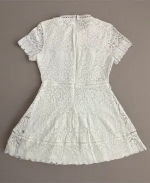🦢 Blu Pepper Off-White Floral Lace Dress | Women’s Sz Med thumbnail 4