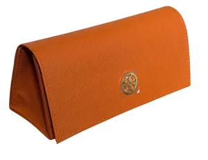 Tory Burch Glasses Case Womens One Size Orange Magnetic Hard Shell Logo thumbnail 1