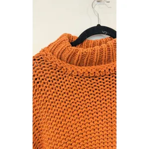 Free People Chunky Knit Turtleneck Sweater Rust Orange Small Cozy BoHo 3086 thumbnail 3