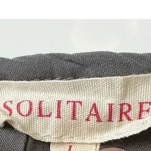 Solitaire Gray Embroidered Peasant Blouse Tassel Tie Long Sleeve Top Large thumbnail 6
