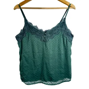 Abercrombie & Fitch Green Lace Sheer Swiss Dot Camisole Cami Tank Top Size M thumbnail 2