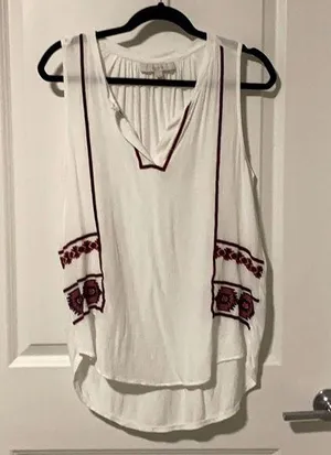 LOFT embroidered tribal tank, M thumbnail 1