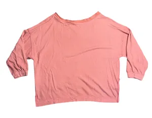 Free People Movement Pullover Women Small Coral Good Ribbed Raw‎ Hem Oversized thumbnail 1
