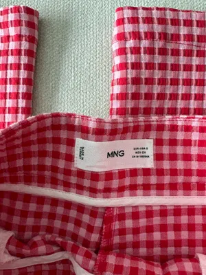 Mango red gingham pants  thumbnail 3