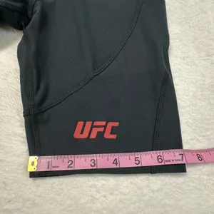 UFC Women's Black Bike Shorts with Red Logo and Side Pockets thumbnail 4